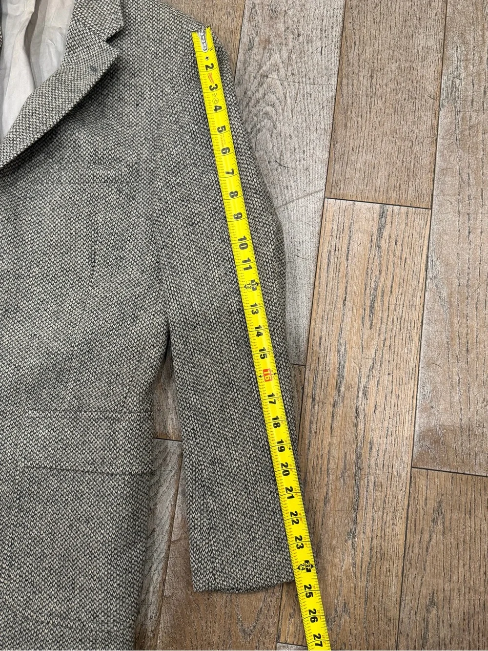 Vintage Lands' End Charter Collection Gray Herringbone Tweed Wool Sport Coat 40R